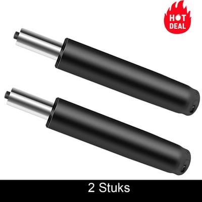 Gasveer voor Bureaustoel - 2 Stuks - Afstelbaar 29 cm Tot 43 cm - Kantoorstoel Gasvering - Draagvermogen Van 450 Kg - Vervanging Bureaustoelcilinder - Verchroomde Gasveren - Geschikt voor Diverse Bureaustoelen - Zwart