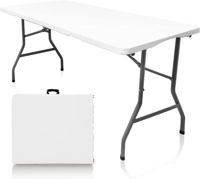 Vouwtafel - Klaptafel Tafel - Binnen en buiten - Zware kwaliteit kunststof - 122 cm - Wit