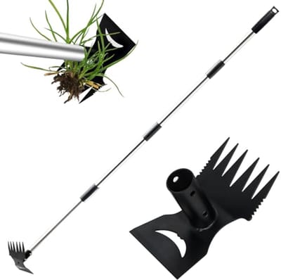 Onkruidtrekker met lange steel 150 cm - 2-in-1 handmatige onkruidhark en tuinschoffel voor de tuin