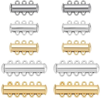 Dailygoods- Schuifsluiting 10 Sets - Armbandsluiting - Meerstrengige Halskettingsverbinder - Gelaagde Sluitingen - 20 mm/30 mm - 2 mm Boorgat - Sieraadsluiting