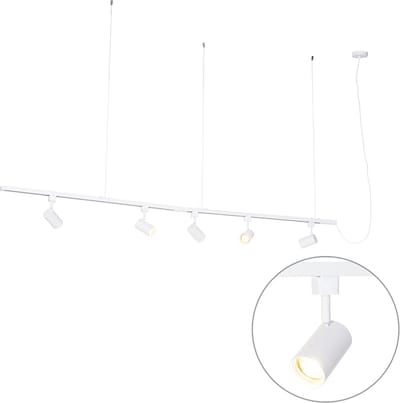 QAZQA jeana - Moderne Hanglamp - 5 lichts - L 193 cm - Wit - Woonkamer | Slaapkamer | Keuken