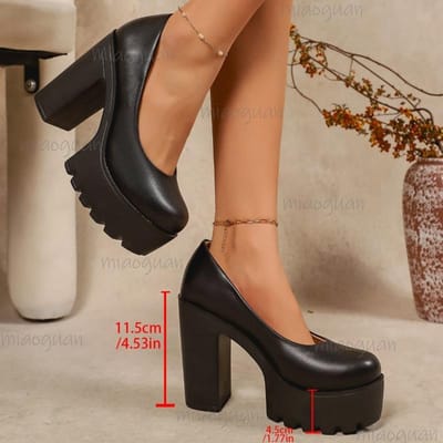 Ronde Neus Instappers Hoge Hak Dames Pumps Elegant Antislipzool Platform Schoenen voor Dames Comfortabel Para Mujer Maat 36 43 brown