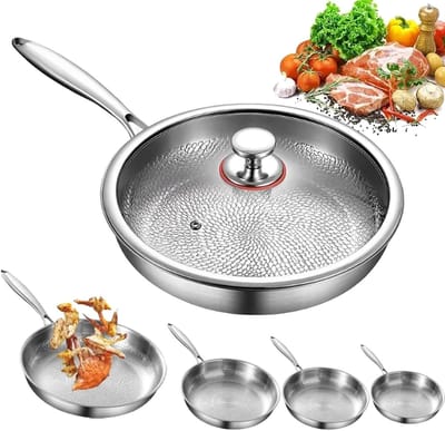 Titanium Pan - Antiaanbak Koekenpan - Dagelijks Koken - Krasbestendig Gehamerd Oppervlak - XL Capaciteit - Zwart