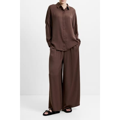 French Connection Damasco Air Flow Poly Ls Shirt Lt Walnut Brown Taglia: XS | Maglie a manica lunga Outlet | Donna | Marrone