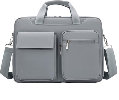 KZQ Zakelijke Laptop Tas Voor Dames En Heren Van Oxford Stof - Lichtgewicht Design Geschikt Voor 14 Inch Laptop - Handtas Voor Werk En Onderweg - Lichtgrijs