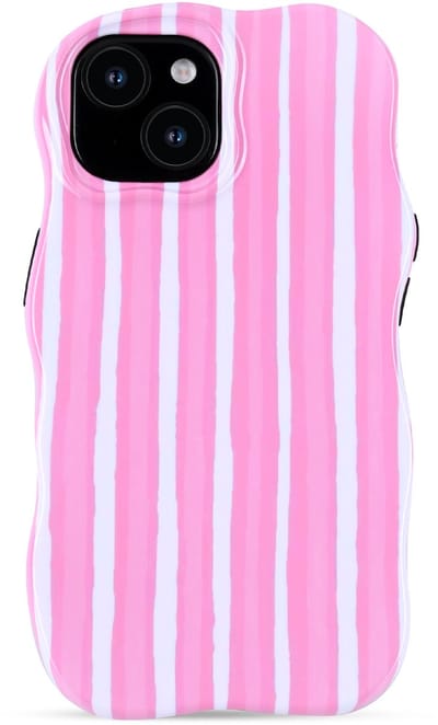Casemania Hoesje Geschikt voor Apple iPhone 14 - Wave Back Cover Case - Roze - Golvend Telefoonhoesje met Shockproof Bescherming