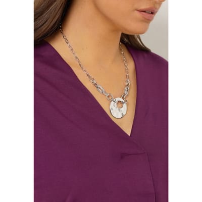Yours Zilverkleurige Diamante Schakelhangerkettingsize One Size