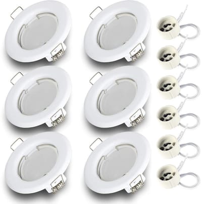 Kwazar Luminaire - Inbouwspot GU10 - LED-spot, plafondspot, inbouwspot - Inbouwframe rond met lamp GU10 7W neutraal wit 4000K - voor woonkamer, keuken, gang - RIK15 - Set van 6 wit
