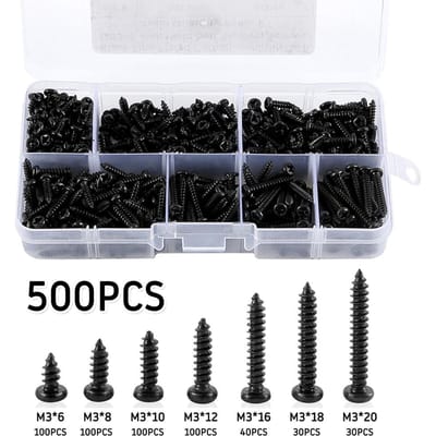 340/500 stuks Panhoofd Zelfborende Schroef Kruiskop M3/M4/M3.5/M4.8 Zelfborende Schroef Set Sorteerkit Meubels Koolstofstalen Schroeven