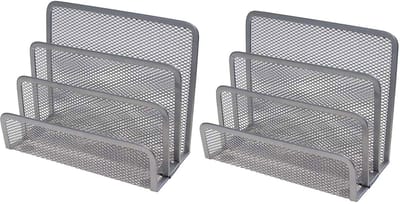 Virtubuy - Desktop File Organizer - Briefpapier Sorter - Roestbestendig - Zilver - Documenthouder - Perfect voor Kantoor en Thuis - 3 Slots