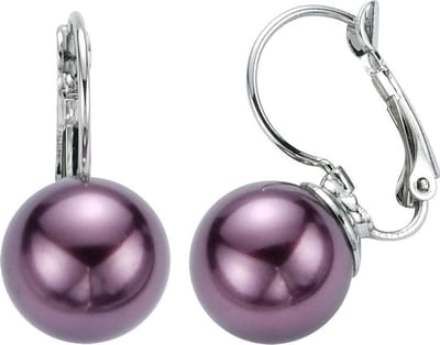 Behave - Parel oorstekers paars 3 cm - elegante avondstijl