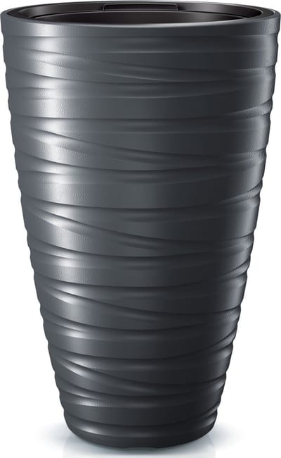 Prosperplast Plantenpot/bloempot Amazing - buiten/binnen - kunststof - antraciet - D37 x H58 cm - met binnenpot