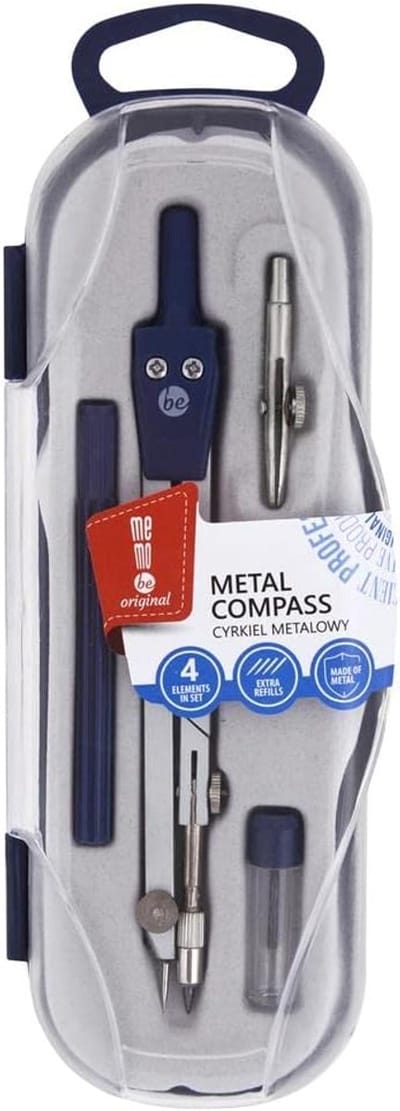 Schoolpasser - Metalen Passer - Tekenen Geometrie - Instelbare Grafiethoek - 185 x 65 x 2 cm - 4 Elementen