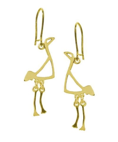 Oorbellen, hang, Kleine gouden kraanvogel