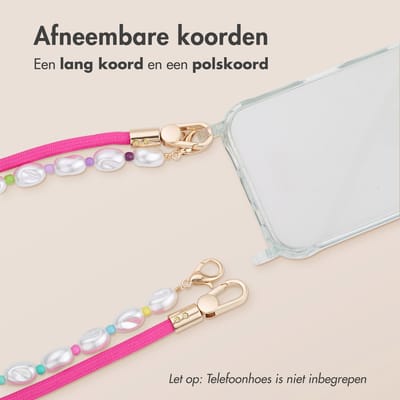imoshion Universeel Telefoonkoord with Pearls - Telefoon Ketting - GSM Koord - Roze