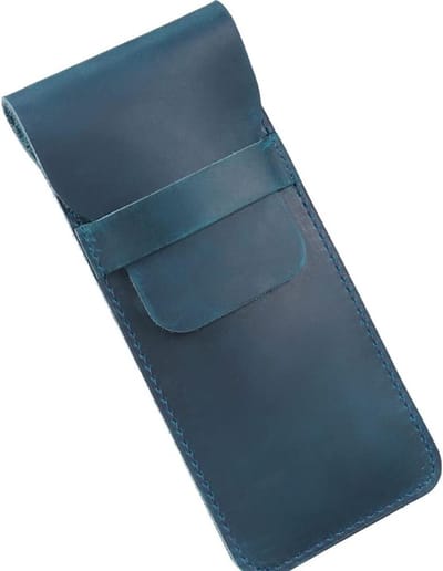 Handgemaakt Leren Pennenhouder met Crazy Horse Afwerking - Blauw, Ideaal voor School en Kantoor