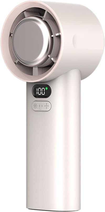 Draagbare Handventilator - Persoonlijke Koeler - Persoonlijke Koeling - IJskeramische Koeltechnologie - 18D x 8W x 7H cm - Beige
