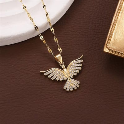 Chaîne en Acier Inoxydable Pendentif Phénix Aigles Oiseau Collier Pour Femme Fille Nouvelle Tendance Choker Chaîne de Cou Bijoux Cadeau Fête white