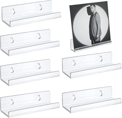 Acryl Platenhouders - Wandrek Vinyl - Muziek Tonen - Eenvoudige Montage - 6 Stuks - Transparant
