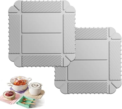 Oneay Set van 2 antislip, hittebestendige matten, multifunctionele siliconen warmte-isolerende matten, geschikt voor warm eten, tafelbescherming, keukendecoratie en accessoires.