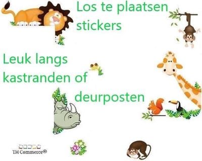 Muursticker dieren - jungle - Wanddecoratie - Kinderkamer - Jongen - Meisje - Nijlpaard - Leeuw - TH Commerce 2219