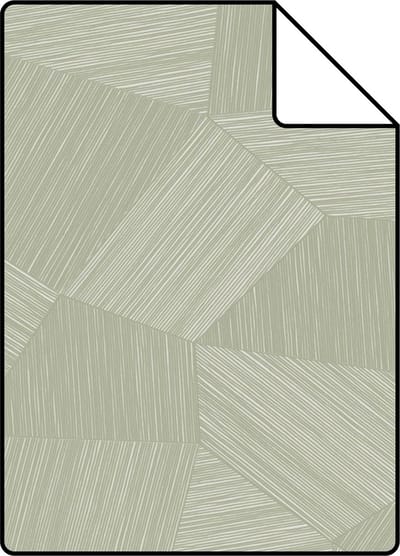 Proefstaal Origin Wallcoverings behang grafisch 3D motief licht vergrijsd groen - 26,5 x 21 cm - 347984-S