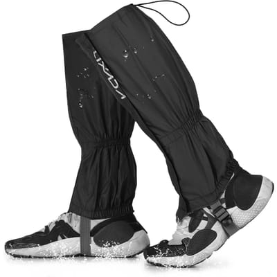 Lixada 1 paire de guêtres d'extérieur avec fermeture éclair en tissu résistant à l'eau pour vélo, snowboard, randonnée noir