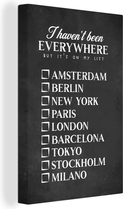 Canvas Schilderij Spreuken - Quotes - I haven't been everywhere but it's on my list - New York - 20x30 cm - Wanddecoratie