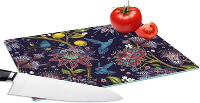 Glazen Snijplank - 28x20 - Patronen - Vogel - Bloemen - Snijplanken Glas
