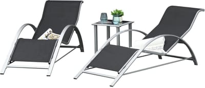 Balkonset 2 personen - Tuinset - Bistroset - Grijs - Weerbestendig - 3 delig - 2 stoelen - 2 personen - Gecoat staal - Onderhoudsvrij staal