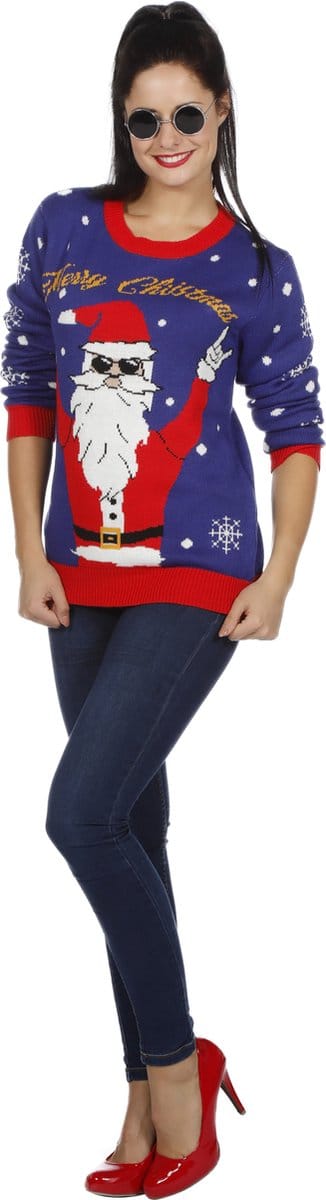 Kersttrui rocking Santa 'Ho Ho Ho' - Maat S
