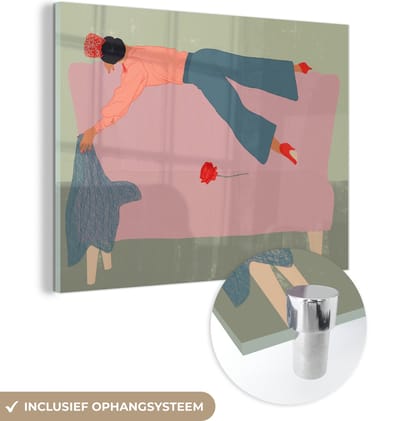 MuchoWow® Glasschilderij 120x90 cm - Schilderij acrylglas - Vintage - Vrouwen - Design - Foto op glas - Schilderijen