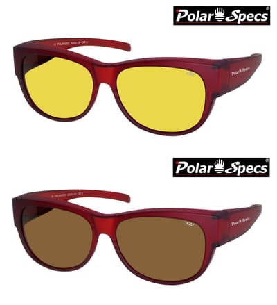 Combinatievoordeel Polar Specs® Overzet Nachtbril + Overzet Zonnebril PS5097 – Mat Rood – Polariserend – Medium – Unisex