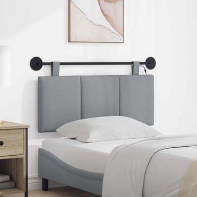 vidaXL - Hangend - hoofdbord - Met - LED-verlichting - Lichtgrijs - Stof