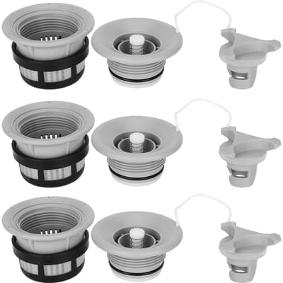 Lot de 3 valves de sécurité avec filtre en maille pour tentes gonflables, bateaux, kayaks, gris grise