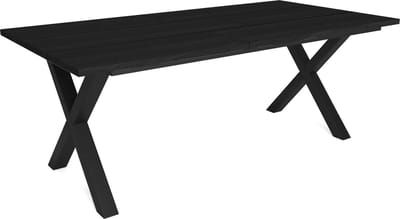 Happyment Eetkamertafel Nero - X poten zwart - Eettafel - Rechthoek - 4 tot 8 personen - Massief hout - 200x90x75cm