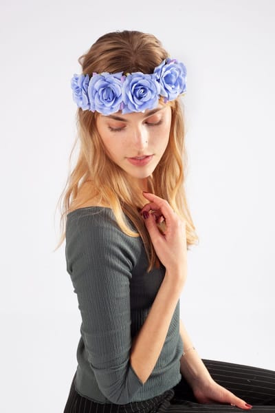 KIMU® Bloemenkrans Haar Rozenkrans Lila - Paars Bloemen Haarband Diadeem - Hoofdband Rozen Bloemetjes - Hippie Hoofd Festival