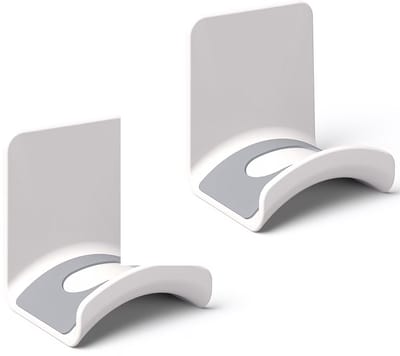 2-Pack Hoofdtelefoonhouder Wand - Headset Houder met Sterke Zelfklevende Tape - Gaming Koptelefoon Standaard voor Bureau & Muur - Wit - Ruimtebesparende Ophanghaak voor Alle Headsets