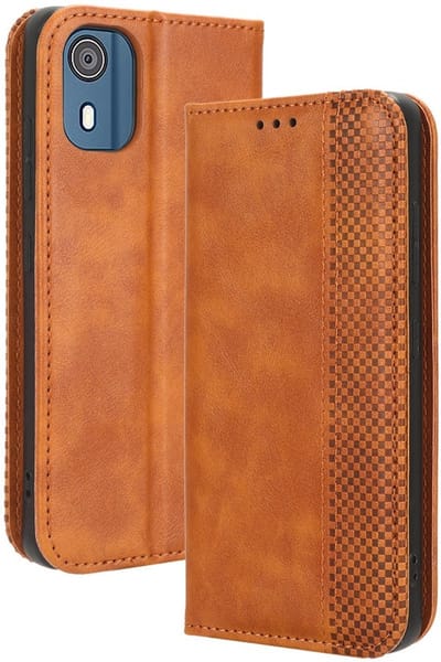 Coverup Hoesje - Geschikt voor Nokia C02 Hoesje - Coverup Vintage Style Book Case - Bruin