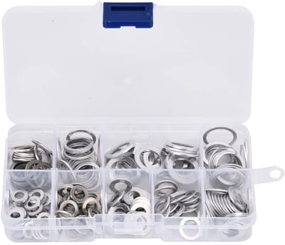 Dailygoods- O-ringen Set van 200 - Aluminium Sluitringen - Hoge Temperatuur Weerstand - 9 Gangbare Maten - Afdichtingsonderhoud - Breed Toepassingsgebied - Afdichtringen