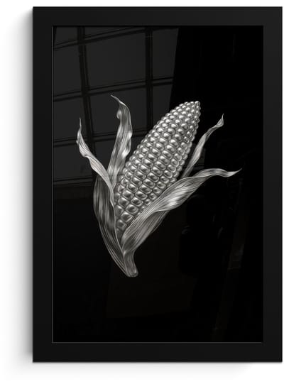 Poster in lijst - Fotolijst 20x30 cm - Posters - Maïskolf - Glanzend metaal - Elegant - Posterlijst zwart - Decoratie - Wanddecoratie woonkamer - Muurdecoratie slaapkamer
