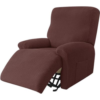 4 stuks/set Jacquard Relaxfauteuil Bankhoezen met Zakken Elastische Fauteuilhoezen Stretch Accentstoel Slipcovers voor Woonkamer Single Seat
