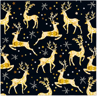 Lunch servetten Golden Reindeer Charm - PAW Decor - 33x33 cm