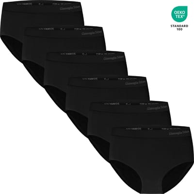6-pack Naadloze Microfiber Slips voor Dames - Middelhoge Taille - Jeukvrij - Super Elastisch - Zwart - Naadloos Ondergoed - 3008-Zwart XL-3XL