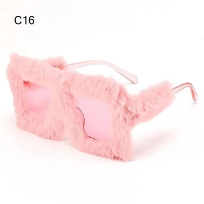 Mode Y2K Tendance Extra Large Surdimensionné Peluche Lunettes de Protection Solaire Lunettes de Soleil d'Hiver pour Femmes Adultes Doux Moelleux Cadre Rectangulaire Carré
