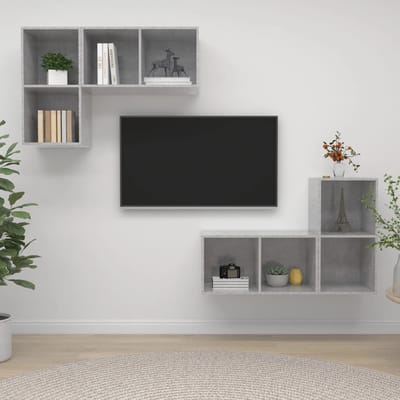 vidaXL - Tv-wandmeubelen - 4 - st - bewerkt - hout - betongrijs
