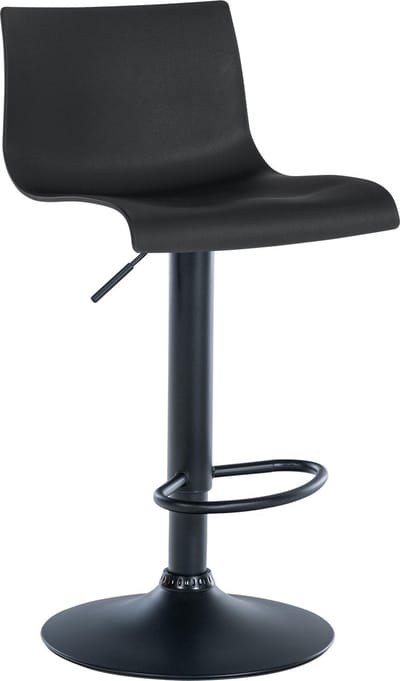 CLP Branford Barkruk - Met rugleuning - Met voetsteun - Metalen frame - zwart/zwart