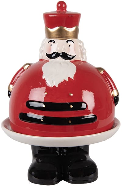 Clayre & Eef Decoratie schaal Notenkraker Ø 17x25 cm Rood Keramiek