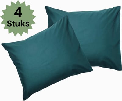 Droomtextiel Hotelkwaliteit Kussenslopen - Petrol - Set van 4 Stuks 60x70cm - 100% Hoogwaardige Katoen