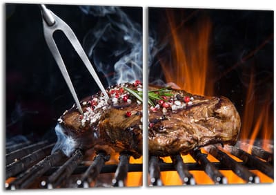 TMK ArtDeko - Beschermende Glazen Plaat - Grill - 2x40x52 - Voor Alle Soorten Kookplaten